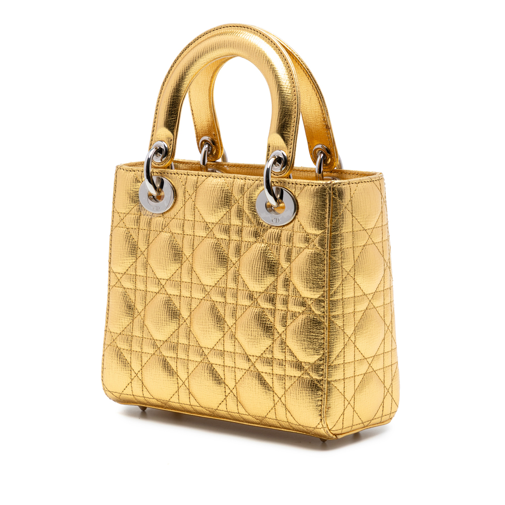 Pre-Loved Dior Small Metallic Grained Calfskin Cannage My ABCDior Lady Dior - Picture 2 of 7